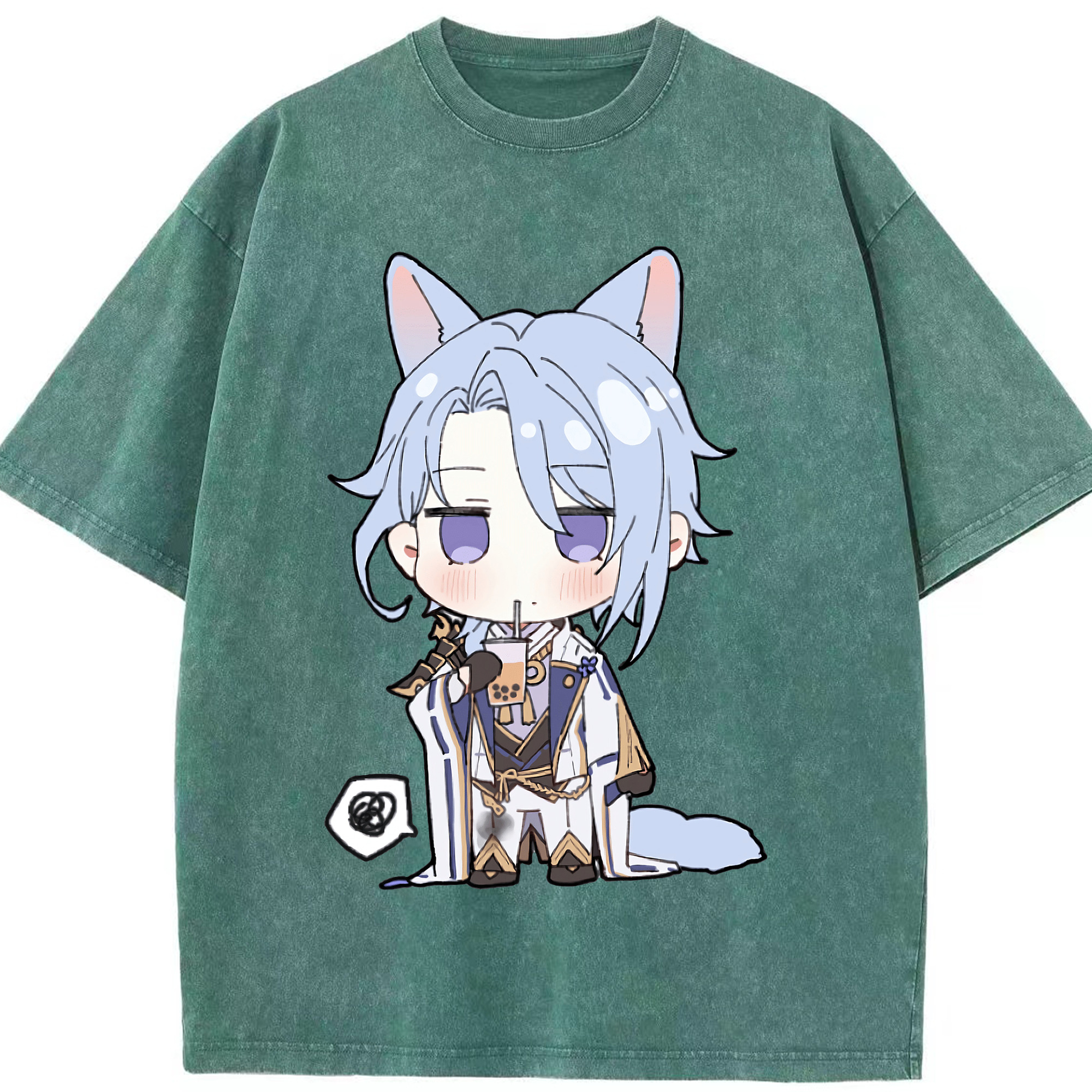 げんし神 神里綾人 かみさとあやと genshin Kamisato Ayato 綿100% ヴィンテージ風 半袖Tシャツ（フロントプリント）